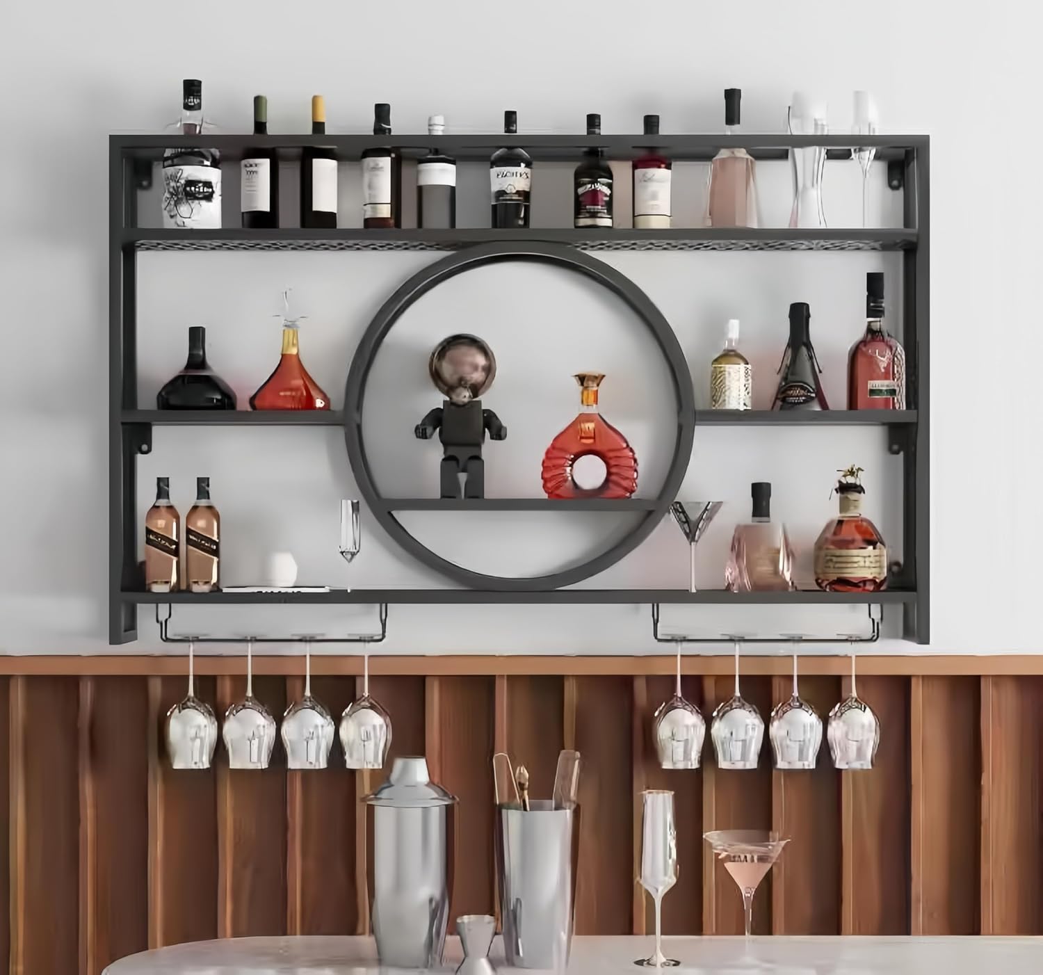 Home Bar Shelves - Настенная металлическая полка для хранения вина